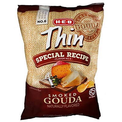 slide 1 of 1, H-E-B Thin Special Recipe Smoked Gouda Potato Chips, 11 oz