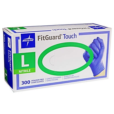 slide 1 of 1, Medline Fitguard Touch Nitrile Gloves Large, 300 ct