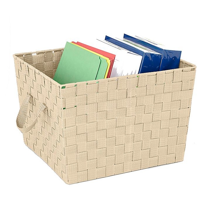 slide 1 of 1, Simplify Large Woven Storage Bin - Ivory, 1 ct