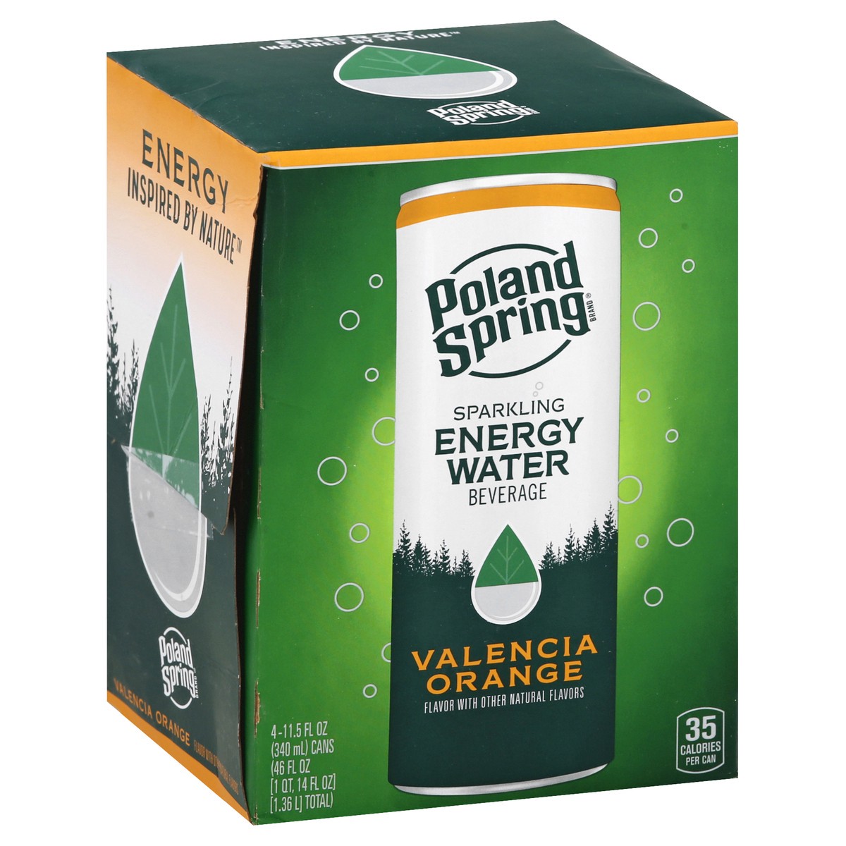 slide 9 of 10, Poland Spring Water Beverage, Valencia Orange, Sparkling Energy - 4 ct, 4 ct