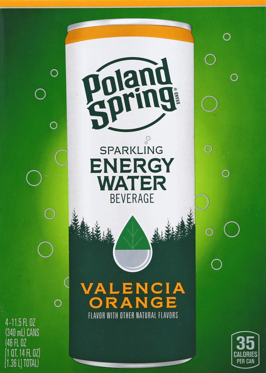 slide 10 of 10, Poland Spring Water Beverage, Valencia Orange, Sparkling Energy - 4 ct, 4 ct