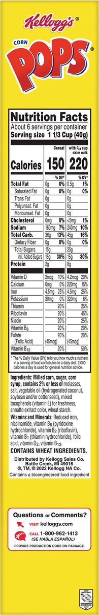 slide 7 of 8, Corn Pops Kellogg's Corn Pops Cold Breakfast Cereal Original, 7.8 oz, 7.8 oz