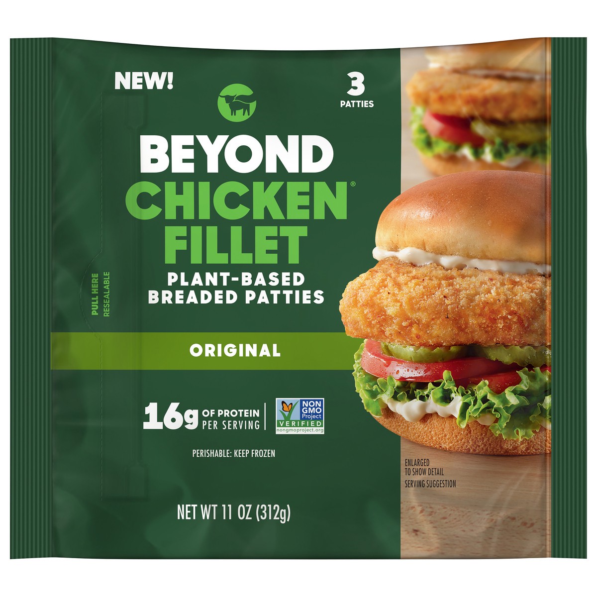 slide 1 of 7, Beyond Chicken Breaded Patties, 3 ct