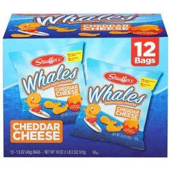 Stauffer's Whales Cheddar 12 pack 1.5 oz Multipack, Baked Cheese Crackers