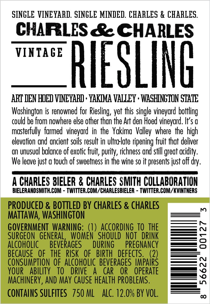 slide 4 of 5, Charles & Charles Riesling White Wine, 750mL Wine Bottle, 750 ml