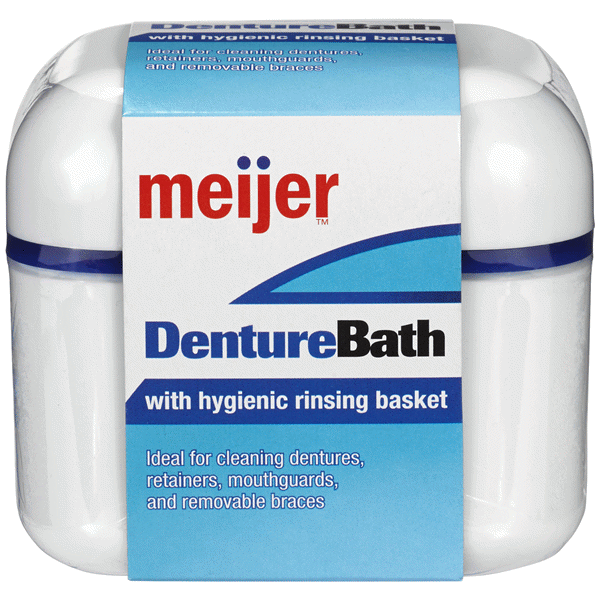 slide 1 of 1, Meijer Denture Bath with Hygienic Rinsing Basket, 1 ct