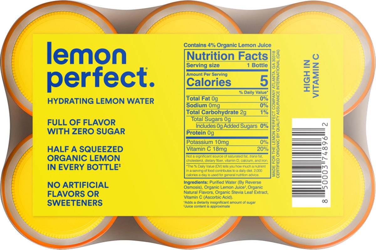 slide 8 of 11, Lemon Perfect Peach Raspberry Hydrating Lemon Water- 6 ct, 6 ct; 15.2 oz