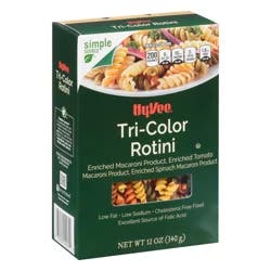 Hy-vee Enriched Macaroni Product, Enriched Tomato Macaroni Product, Enriched Spinach Macaroni Product, Tri-color Rotini