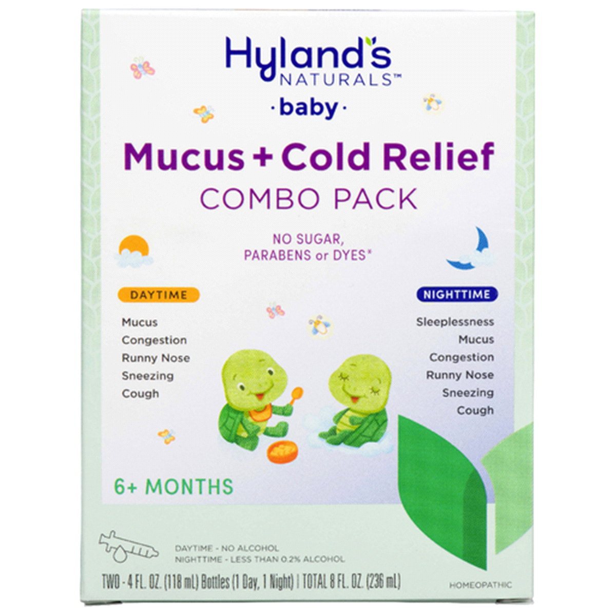 slide 1 of 17, Hyland's Naturals Baby 6+ Months Daytime/Nighttime Mucus + Cold Relief Combo Pack 2 - 4 fl oz Bottles, 2 ct