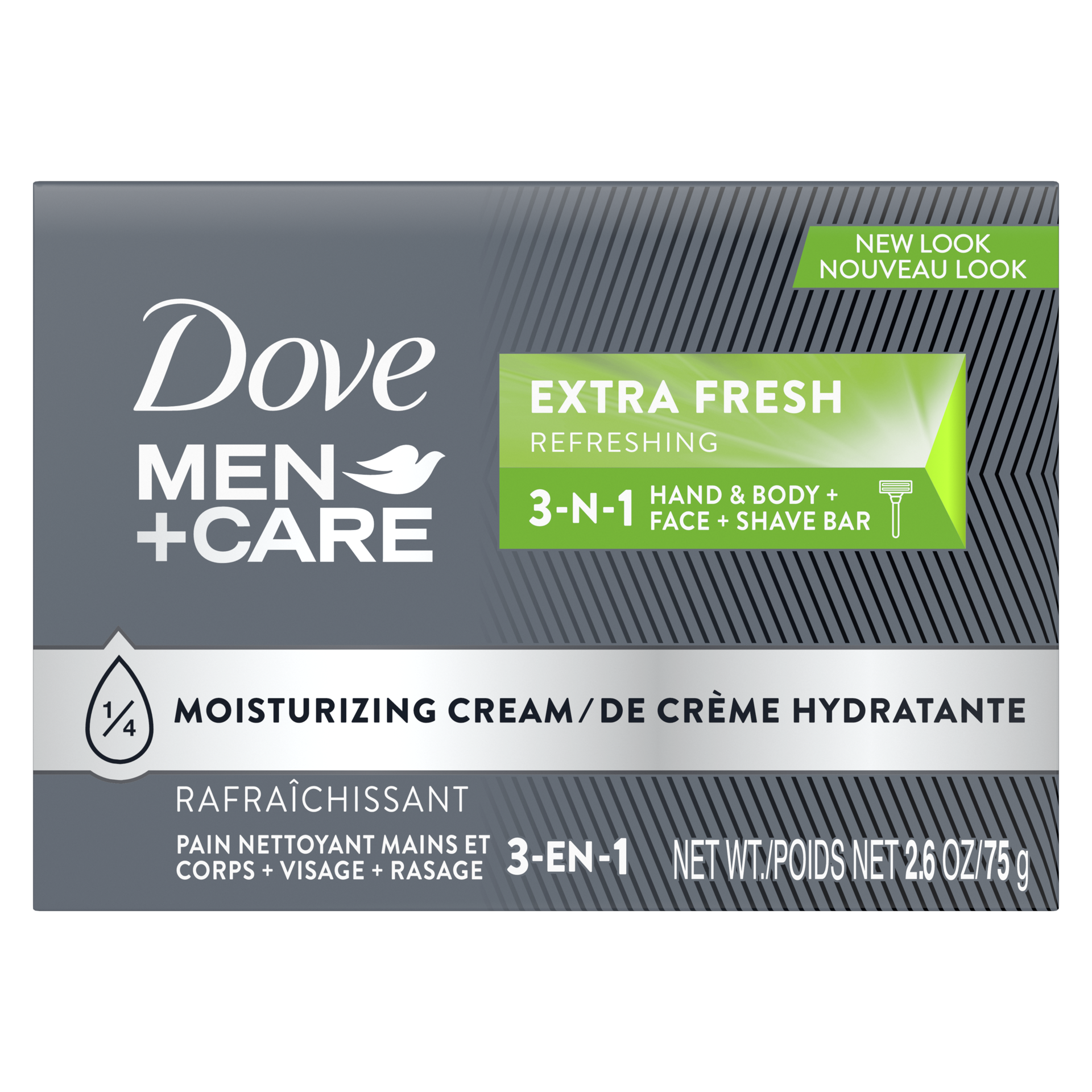 slide 2 of 4, Dove Men+Care Body and Face Bar Cleanser Extra Fresh, 2.6 oz, 1 Bar, 2.6 oz