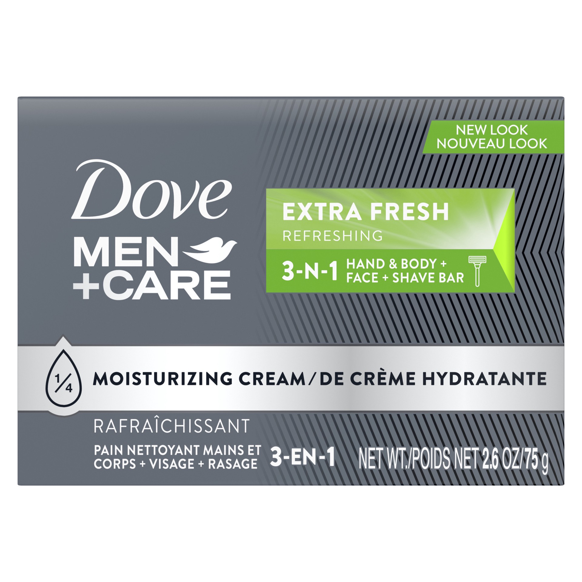 slide 1 of 4, Dove Men+Care Body and Face Bar Cleanser Extra Fresh, 2.6 oz, 1 Bar, 2.6 oz