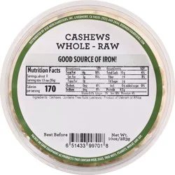 DSD Merchandisers Whole Raw Cashews 10 oz