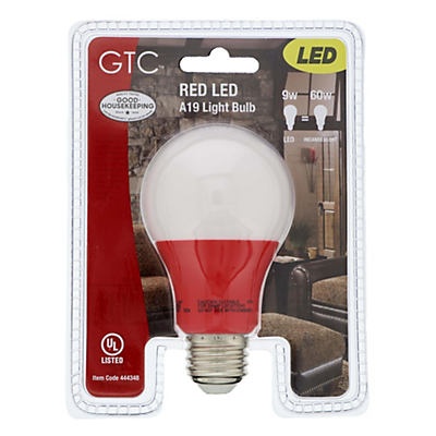 slide 1 of 1, GTC Red LED A19 Light Bulb, 1 ct