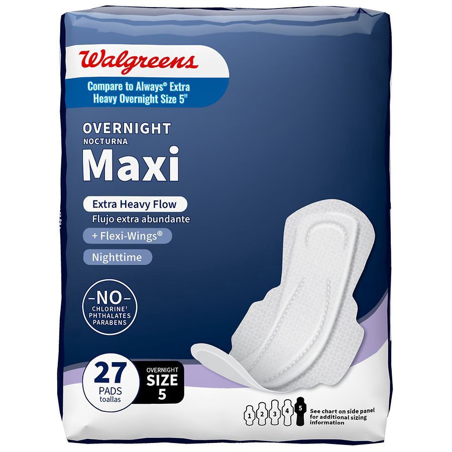 slide 1 of 5, Walgreens Extra Heavy Maxi Unscented, 27 ct