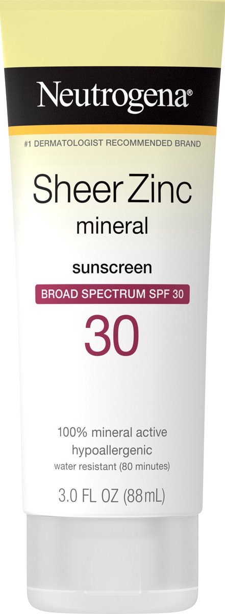 slide 6 of 9, Neutrogena Sheer Zinc Dry-Touch Sunscreen SPF 30, 3 fl oz