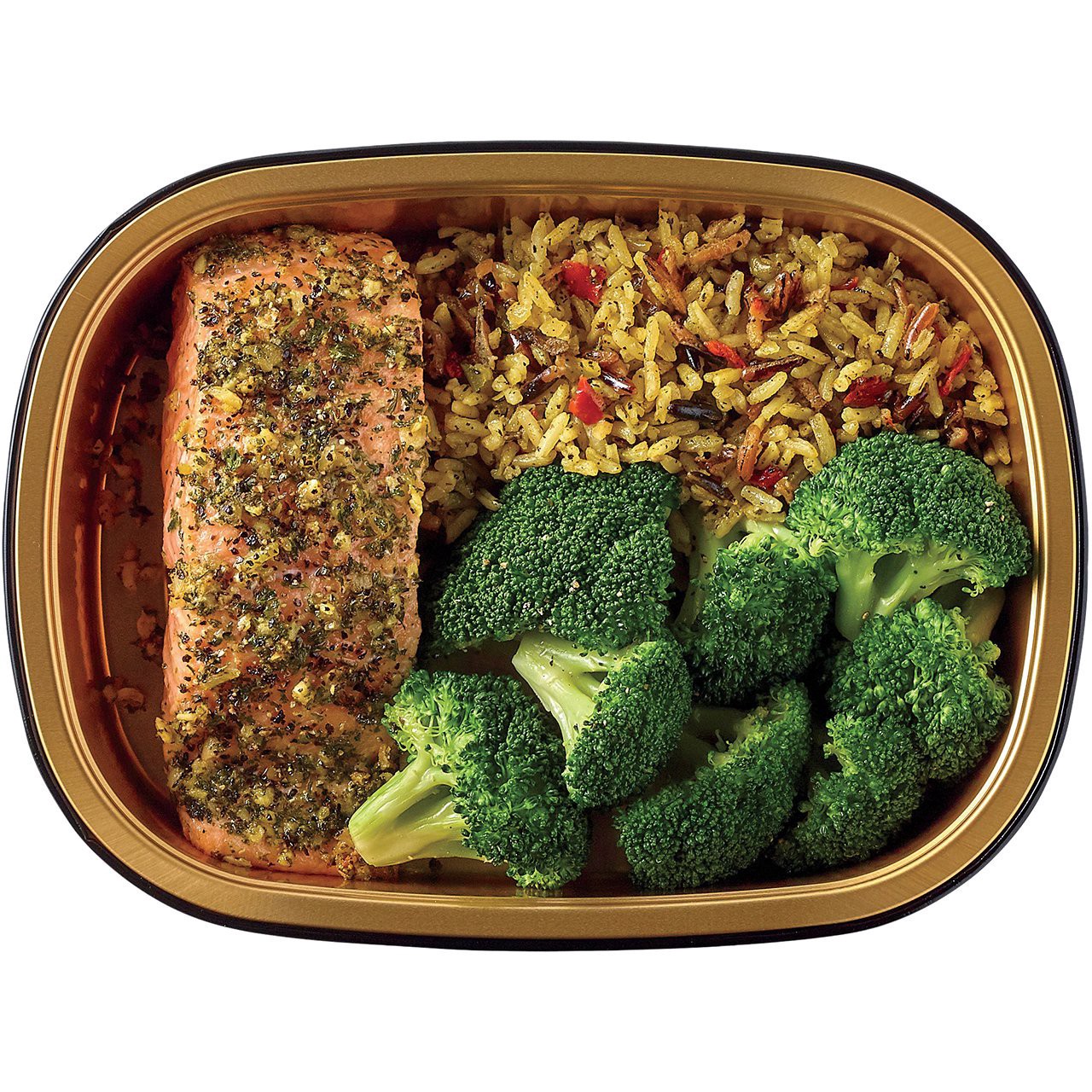 slide 1 of 1, Meal Simple by H-E-B Lemon Pepper Salmon, Wild Rice & Broccoli, 12.5 oz