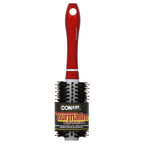 slide 1 of 1, Conair Tourmaline Ceramic Straighten & Add Shine Round Hair Brush, 1 ct