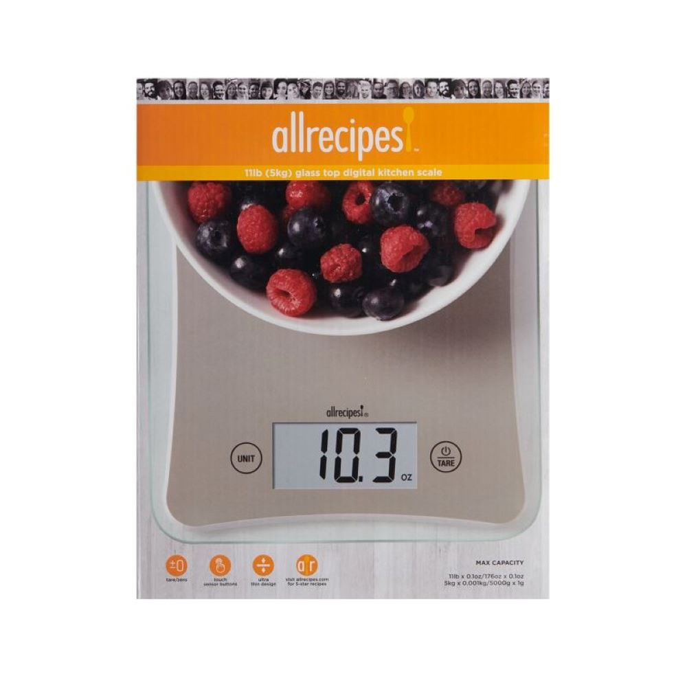 slide 1 of 2, Allrecipes Glass Top Digital Kitchen Scale, 1 ct