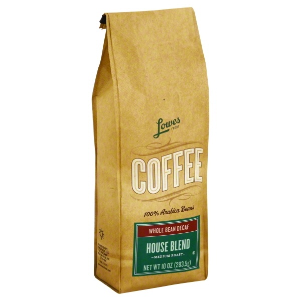 slide 1 of 1, Lowes Foods Coffee Whole Bean House Blend Decaf - 10 oz, 10 oz