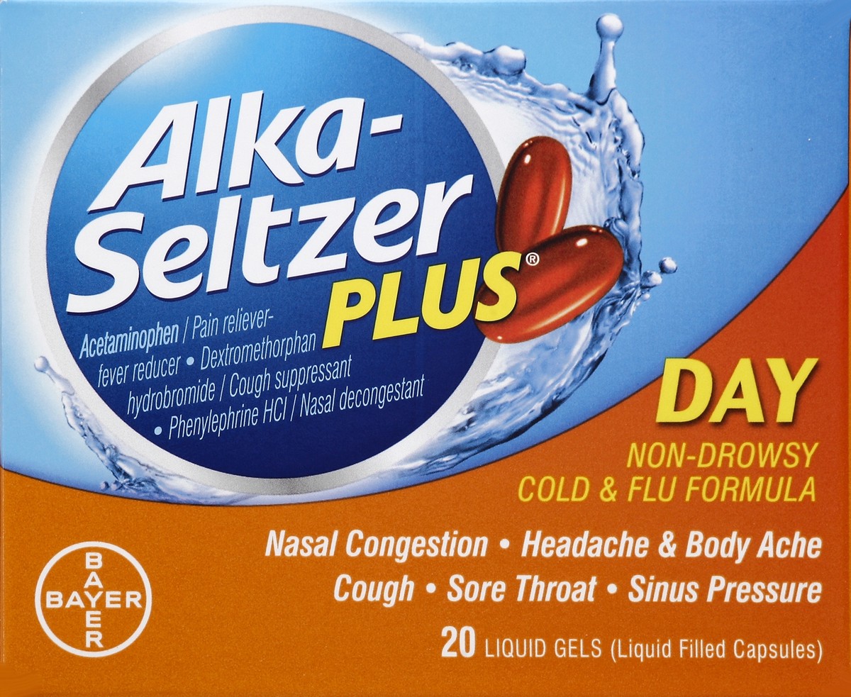 slide 3 of 4, Alka-Seltzer Maximum Strength Day Cold & Flu Liquid Gels 20 ea, 20 ct