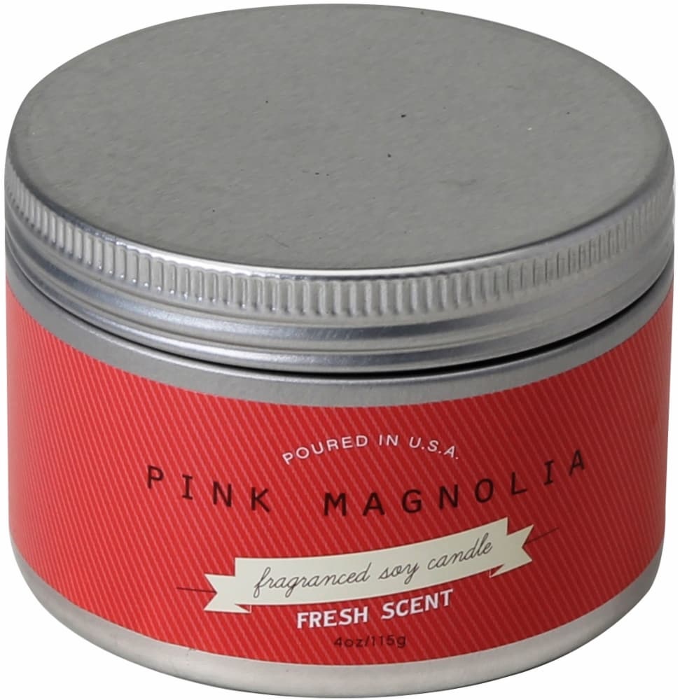 slide 1 of 1, Pure Clean Soy Pink Magnolia Tin Candle - Red - 4.2 Ounce, 1 ct