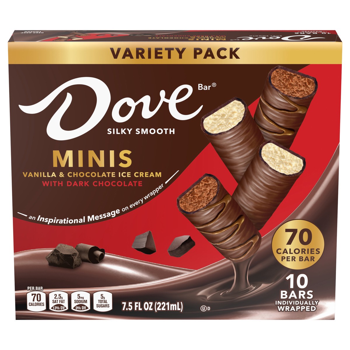 slide 1 of 4, Dove, Mini Ice Cream Bars Variety Pack, 10 Ct, 7.5 Oz, 10 ct
