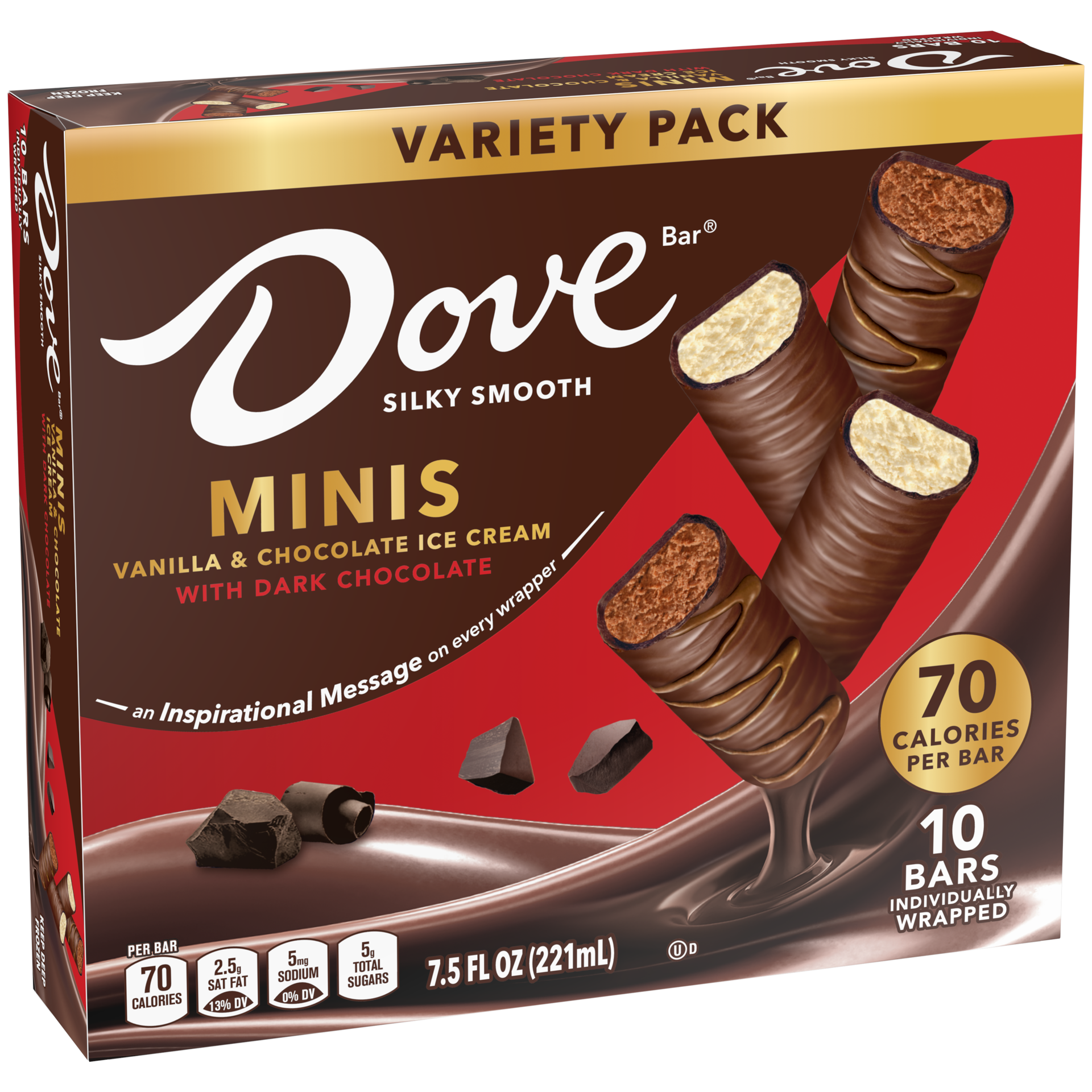 slide 3 of 4, Dove, Mini Ice Cream Bars Variety Pack, 10 Ct, 7.5 Oz, 10 ct