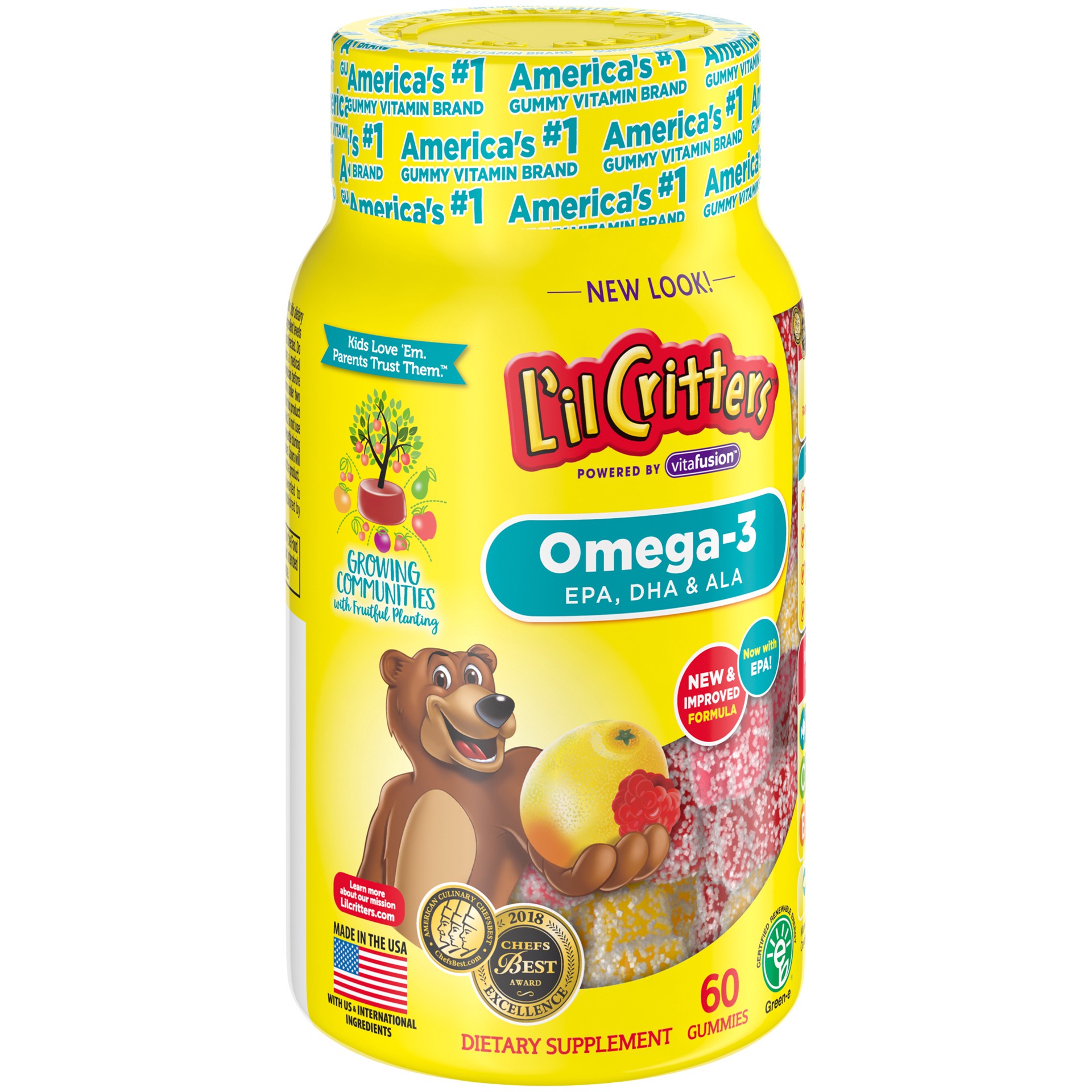 slide 4 of 4, L'il Critters Omega-3 Dietary Supplement Gummies, 60 ct