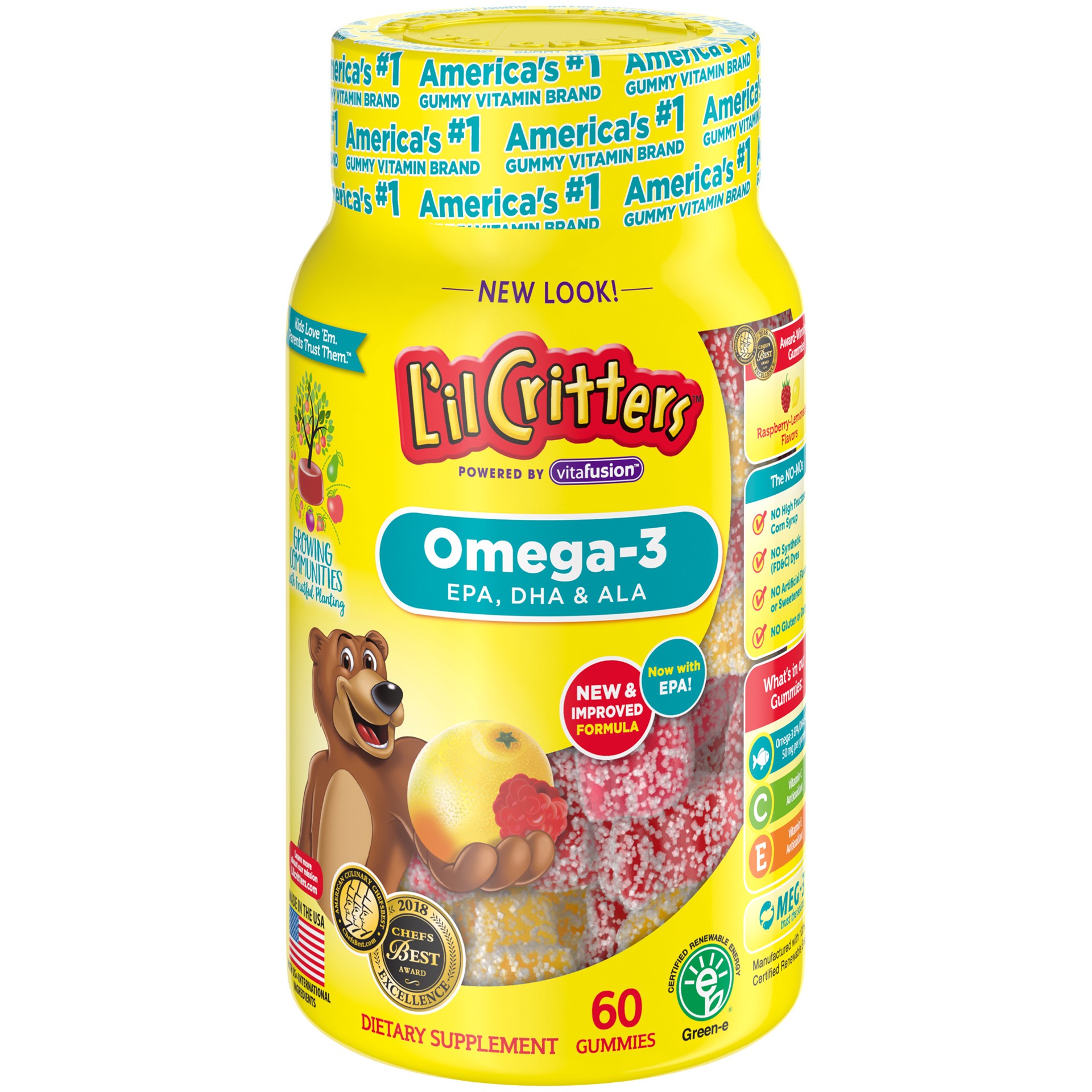 slide 1 of 4, L'il Critters Omega-3 Dietary Supplement Gummies, 60 ct