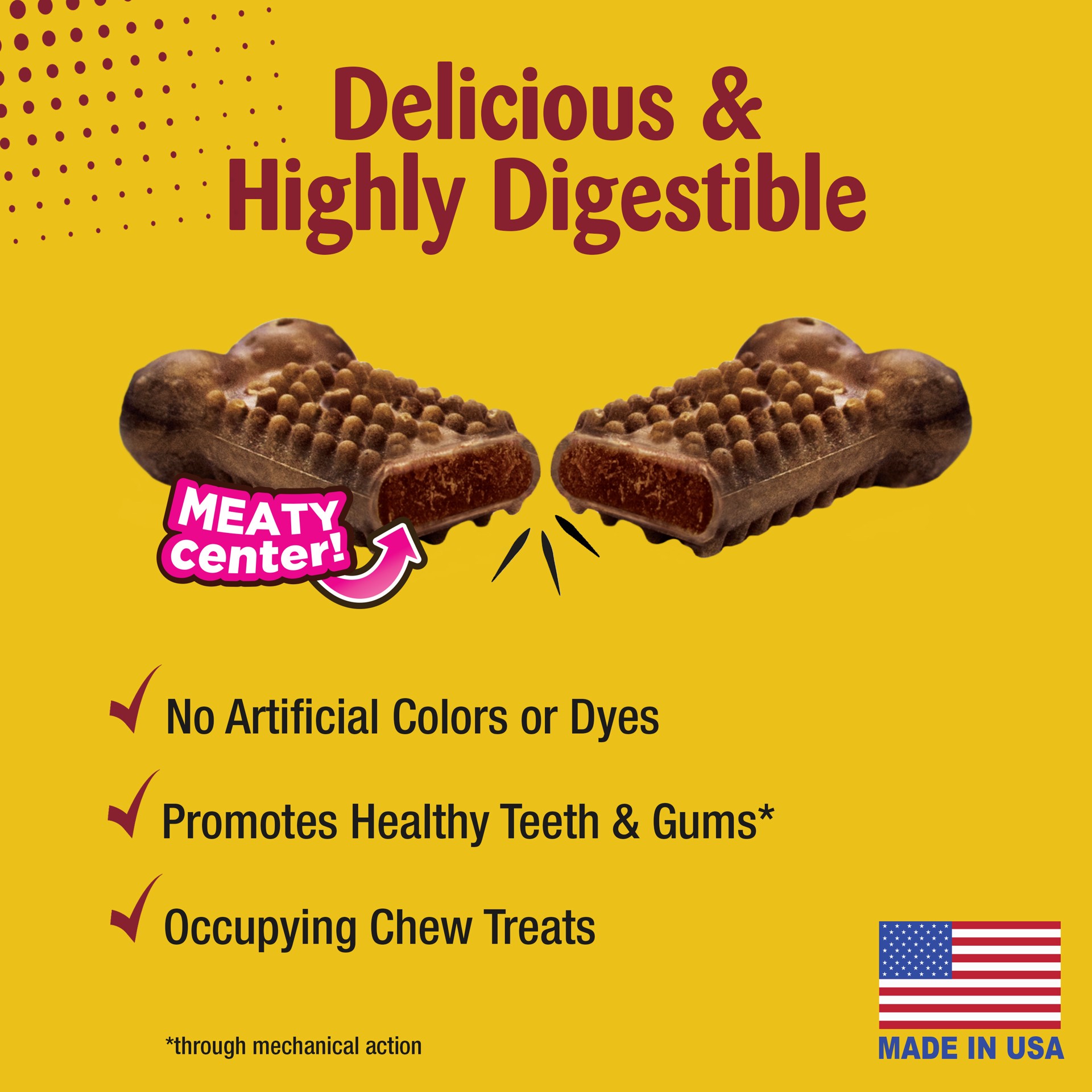 slide 3 of 9, Nylabone Nubz Meaty Center Natural Long Lasting Edible Dog Chews Beef Small - Up to 30 lbs.(16 Count), 16 ct