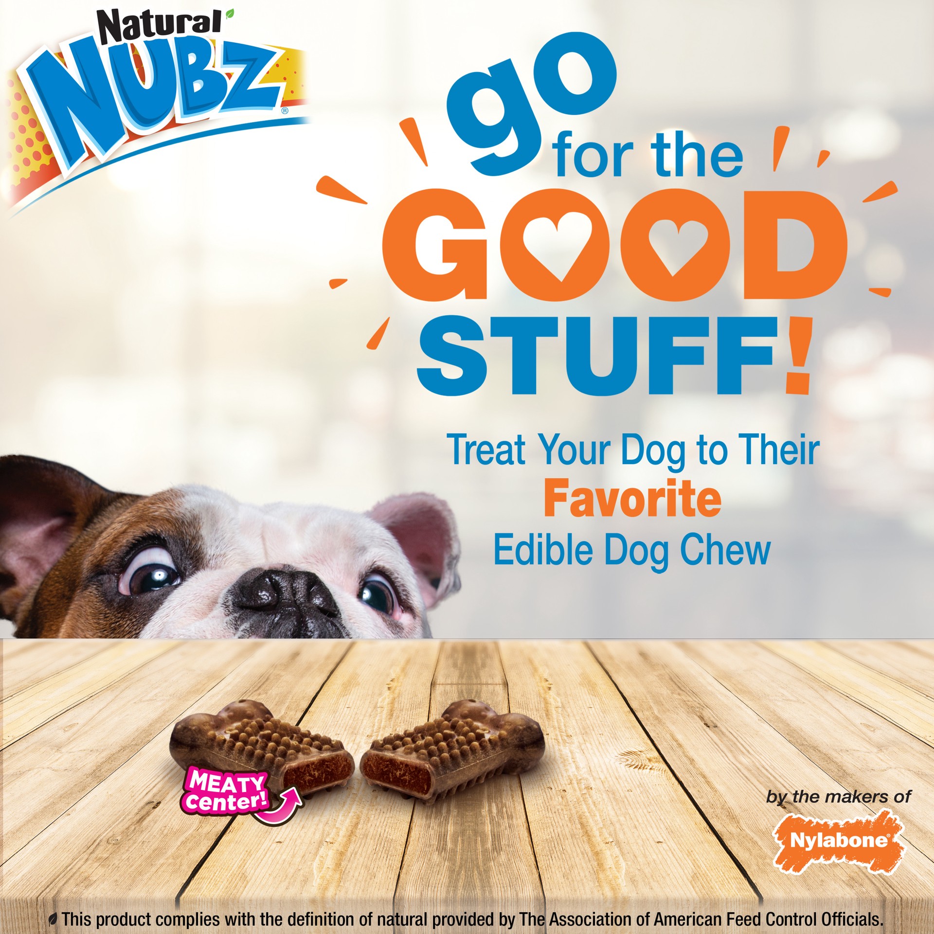 slide 9 of 9, Nylabone Nubz Meaty Center Natural Long Lasting Edible Dog Chews Beef Small - Up to 30 lbs.(16 Count), 16 ct