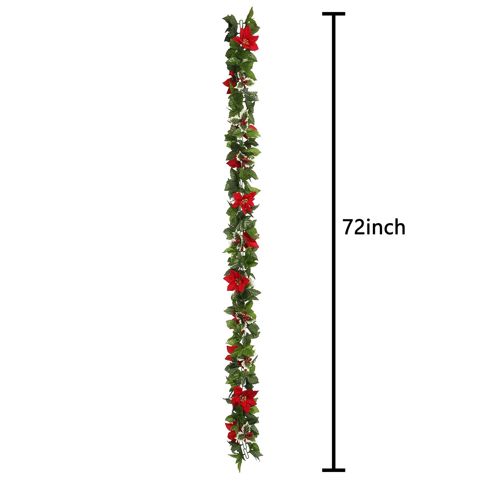 slide 3 of 4, 6ft. Green & Red Poinsettia & Holly Chain Garland By Ashland, 6 ft