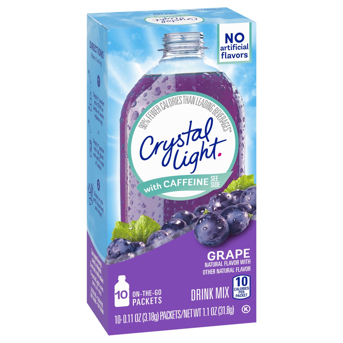 slide 8 of 9, Crystal Lite Grape Powdered Drink Mix With Caffeine - 1.1 oz, 10 ct; 0.11 oz