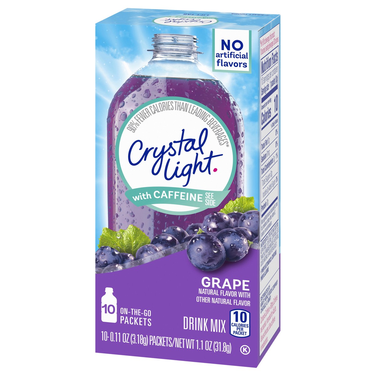 slide 3 of 9, Crystal Lite Grape Powdered Drink Mix With Caffeine - 1.1 oz, 10 ct; 0.11 oz