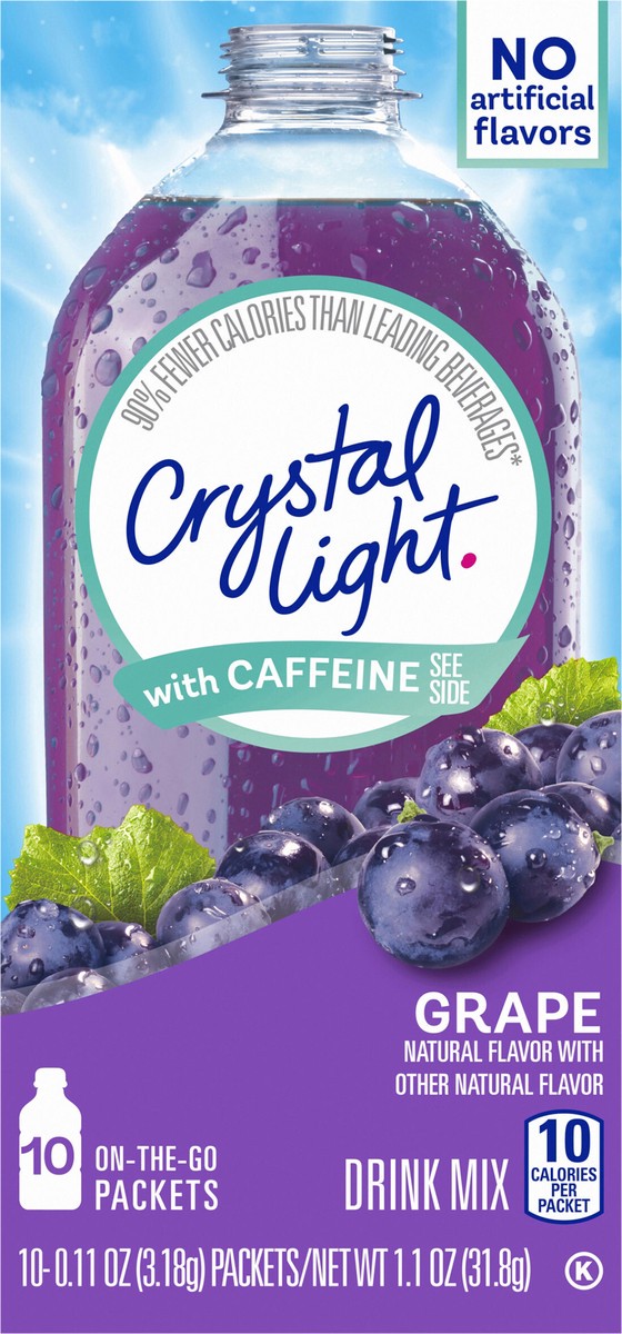 slide 7 of 9, Crystal Lite Grape Powdered Drink Mix With Caffeine - 1.1 oz, 10 ct; 0.11 oz