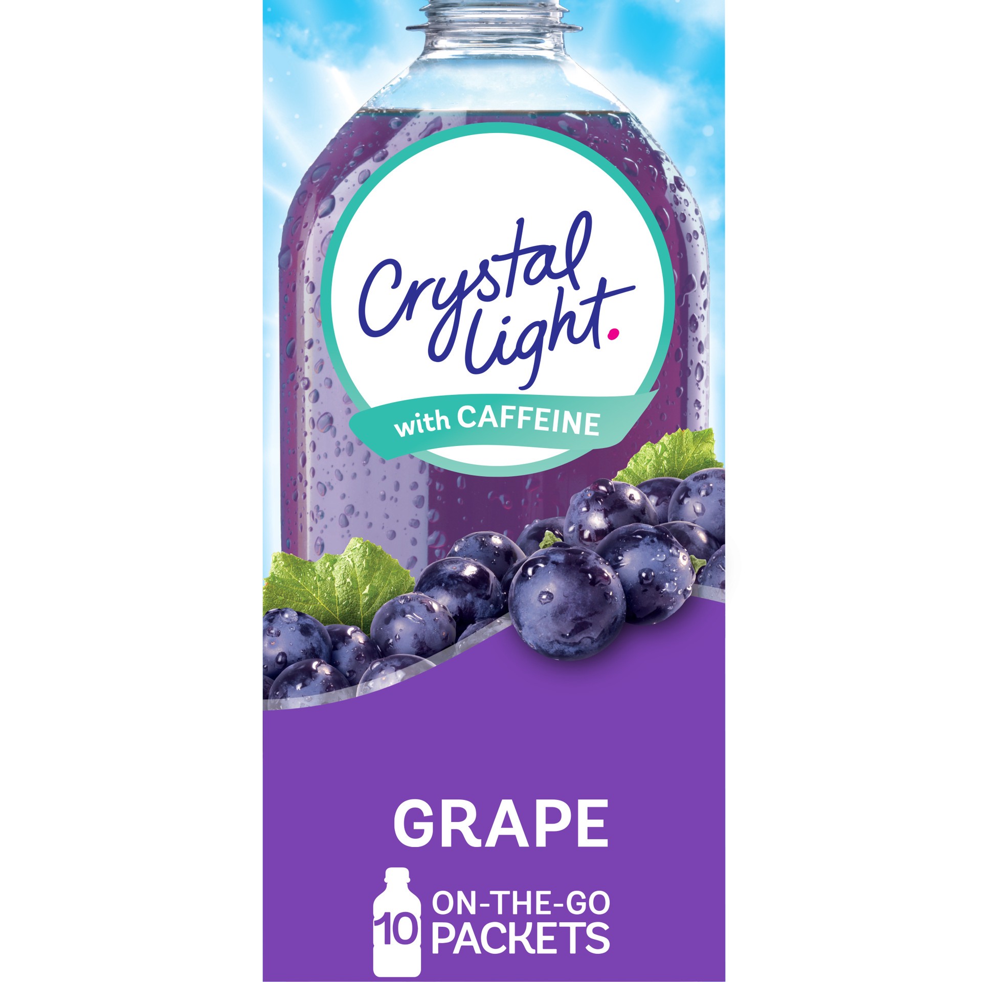 slide 1 of 9, Crystal Lite Grape Powdered Drink Mix With Caffeine - 1.1 oz, 10 ct; 0.11 oz