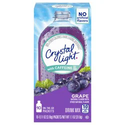 Crystal Light Grape Naturally Flavored Powdered Drink Mix with Caffeine, 10 ct. On-the-Go-Packets