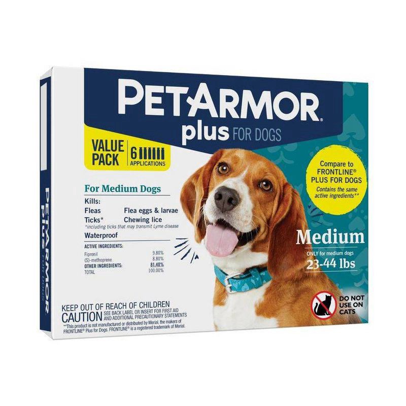slide 7 of 7, PETARMOR Plus for Medium Dogs 23-44 lbs, Flea & Tick Prevention for Dogs, 6-Month Supply, 6 ct