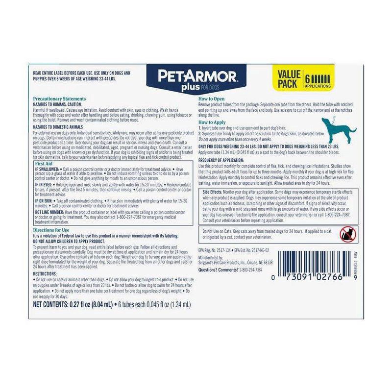slide 3 of 7, PETARMOR Plus for Medium Dogs 23-44 lbs, Flea & Tick Prevention for Dogs, 6-Month Supply, 6 ct