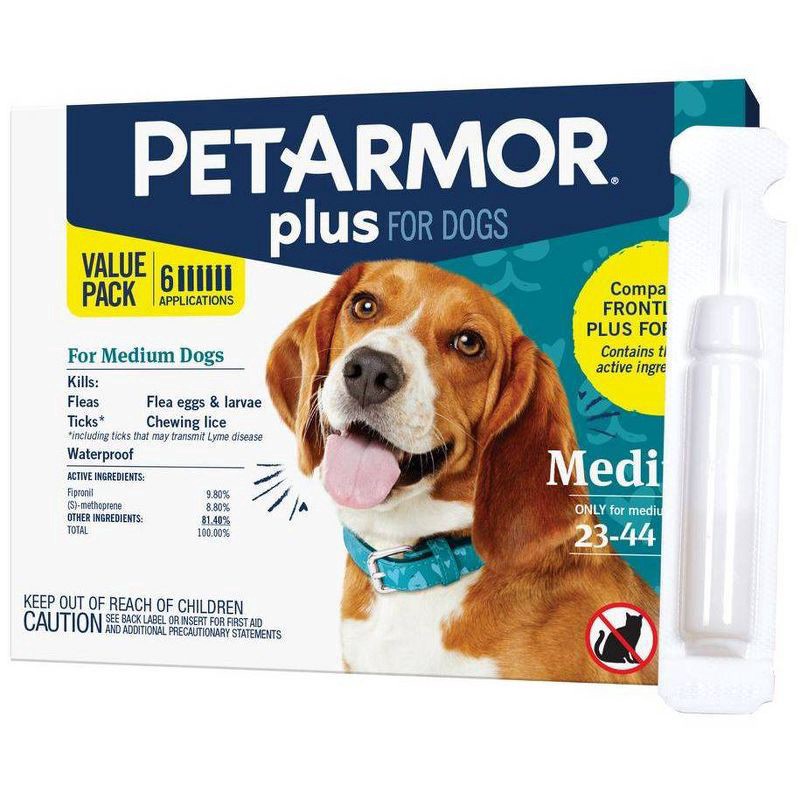 slide 6 of 7, PETARMOR Plus for Medium Dogs 23-44 lbs, Flea & Tick Prevention for Dogs, 6-Month Supply, 6 ct