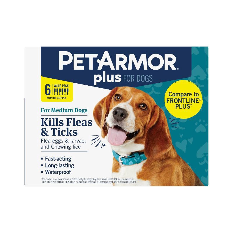 slide 4 of 7, PETARMOR Plus for Medium Dogs 23-44 lbs, Flea & Tick Prevention for Dogs, 6-Month Supply, 6 ct