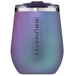 BrüMate Uncork'd Stainless Steel Wine Tumbler - Dark Aura Metallic Purple