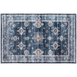Rugease Velveteen Kieran Navy 30x46 Washable Accent Rug