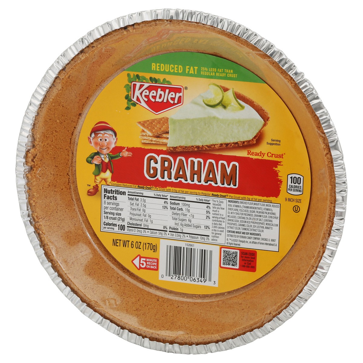 slide 3 of 9, KEEBLER Graham Reduced Fat Ready Crust fillable pie shell , 9in, 6oz / 170g, 6 oz