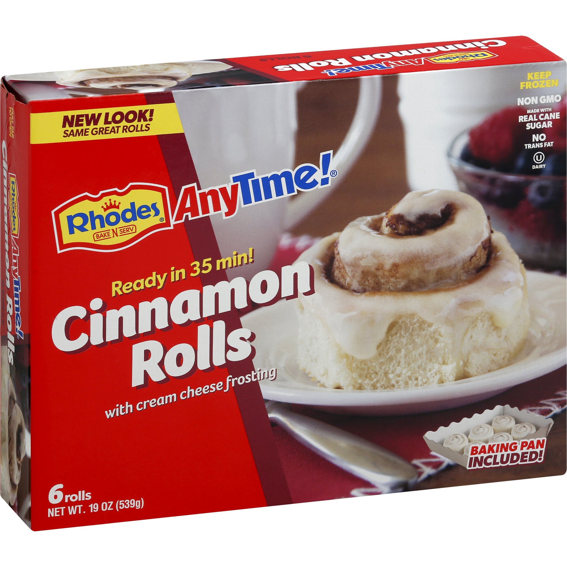 slide 1 of 1, Rhodes Bake-N-Serv Cinnamon Rolls with Cream Cheese Frosting, 19 oz