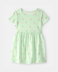 Carters Toddler Girl Floral Short-Sleeve Dress - Green Green 5T