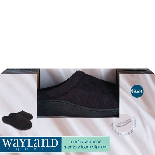 slide 1 of 1, Wayland Squaremenswomens Memory Foam Slippers, 1 ct