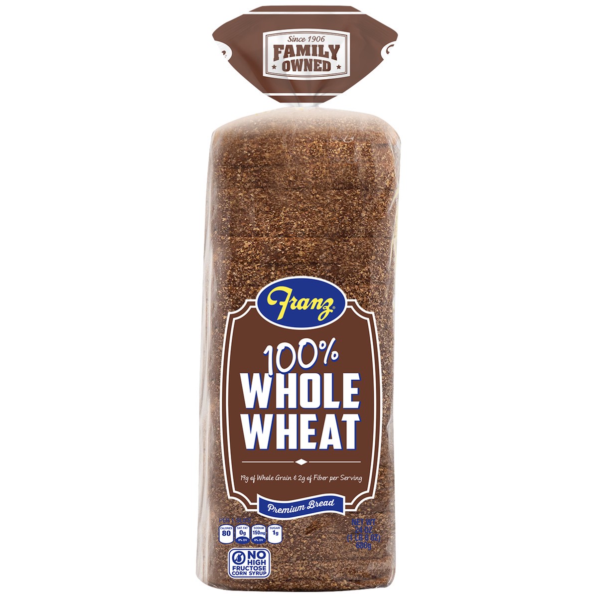 slide 7 of 8, Franz 100% Whole Wheat Sandwich Bread, 24 oz