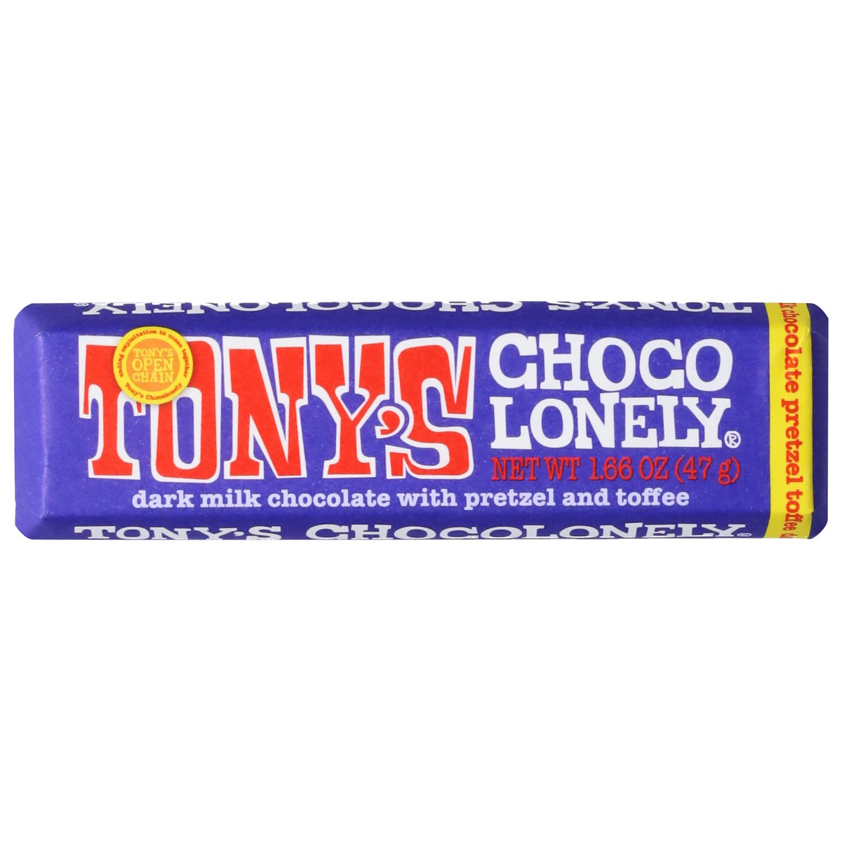 slide 7 of 13, Tony's Chocolonely Dark Milk Chocolate with Pretzel and Toffee 1.66 oz, 1.66 oz