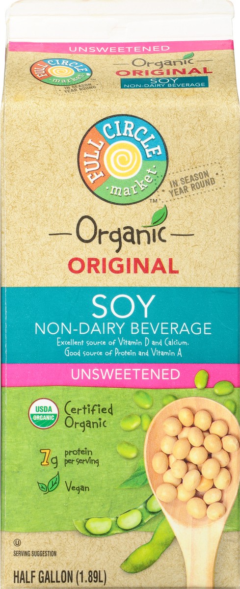 slide 5 of 15, Full Circle Market Organic Original Non-Dairy Unsweetened Soy Beverage 0.5 gl, 1/2 gal